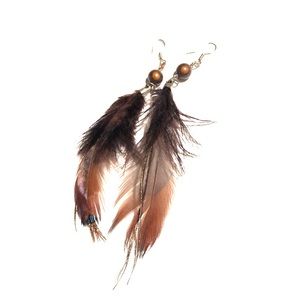 Brown feather earrings